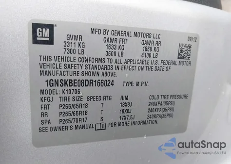 2013 Chevrolet Tahoe Lt from USA, damaged, VIN 1GNSKBE08DR166024
